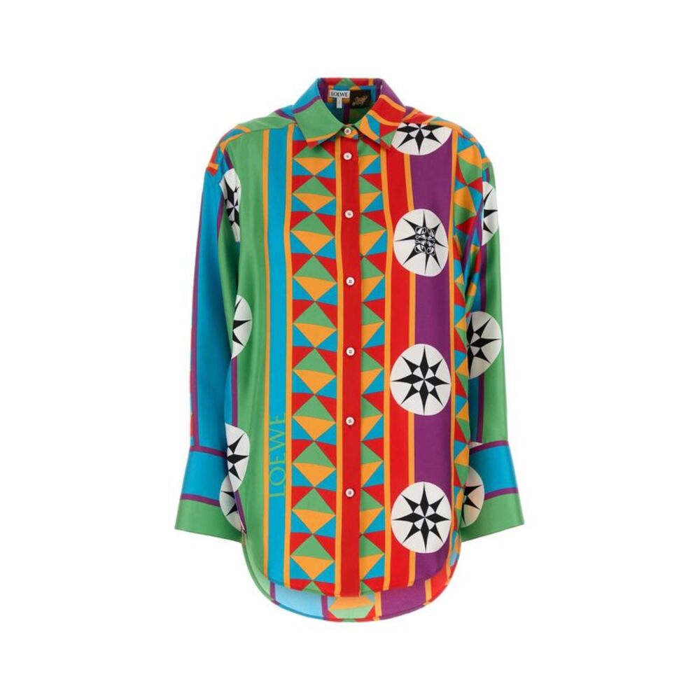 Loewe Paula's Ibiza Women Printed Silk Paula S Ibiza Oversize Shirt